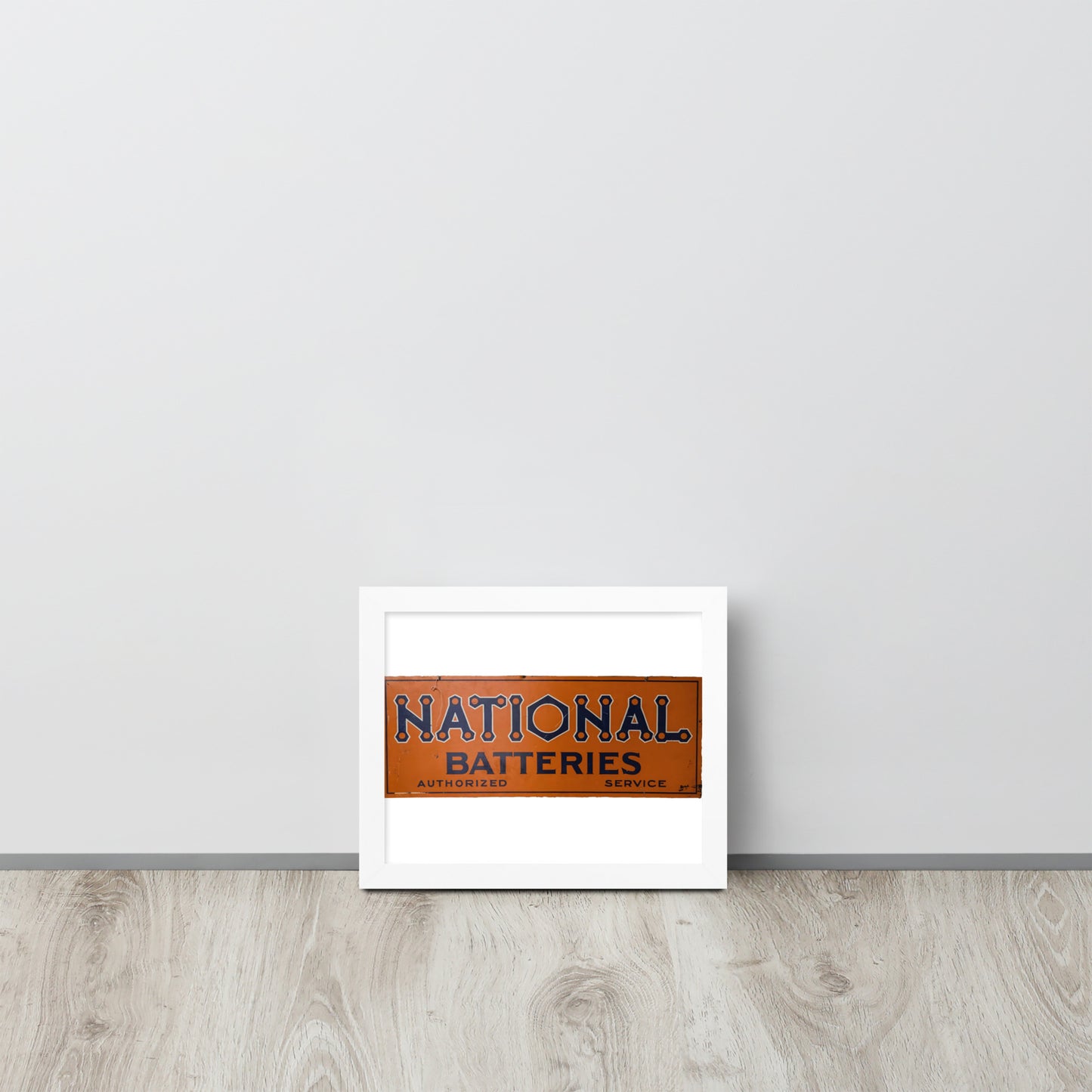 Retro National Battery Sign Patina Style Framed poster