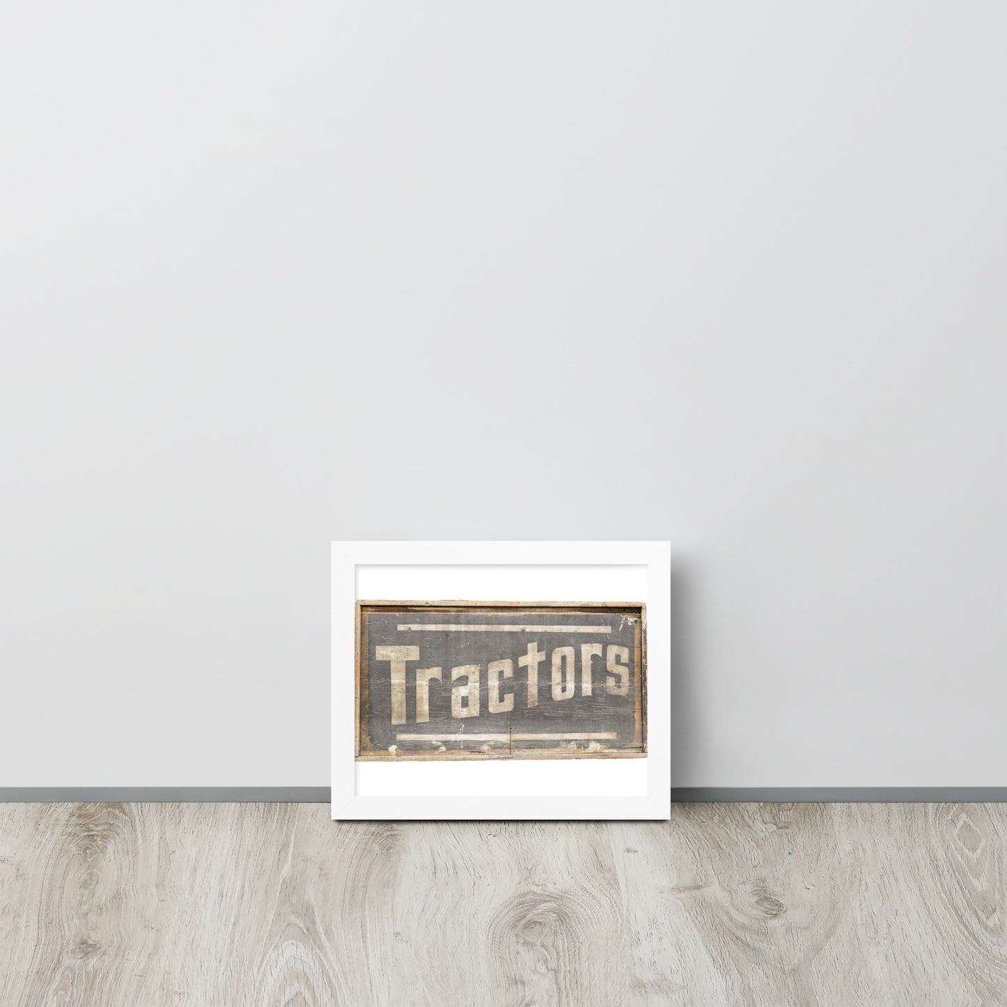 Retro Tractors Sign Wood Style Framed poster