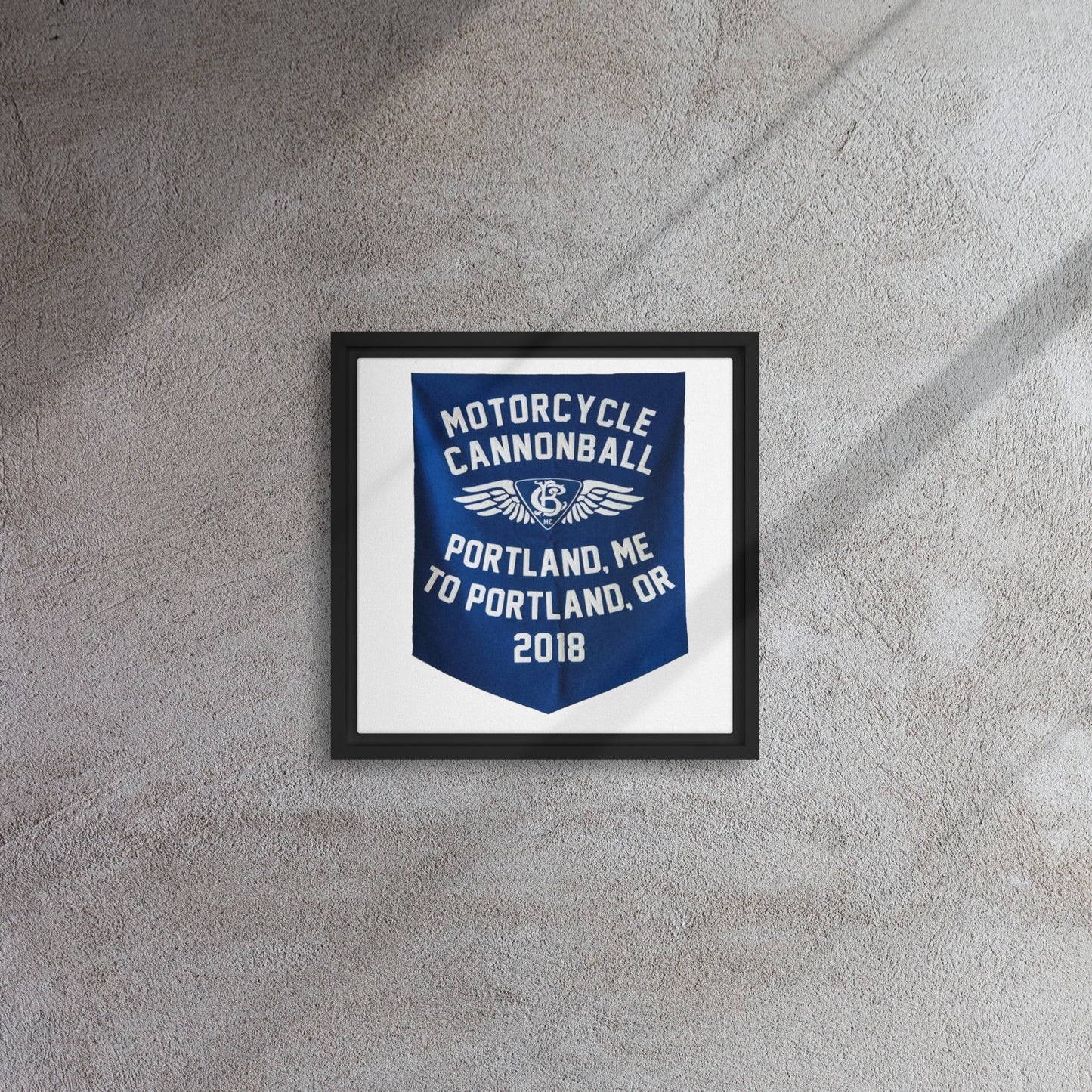 Cannonball Run MC Banner Style Framed canvas