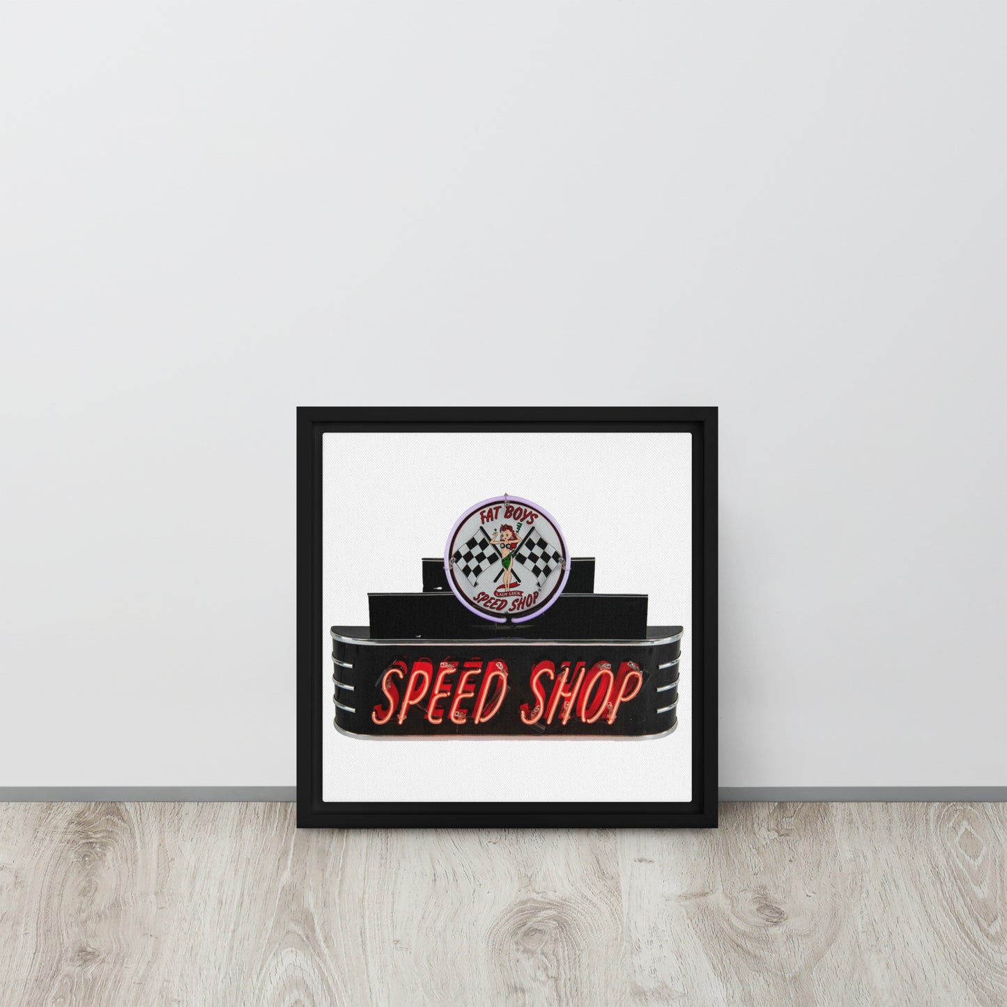 Vintage Neon Speed Shop Sign Framed canvas