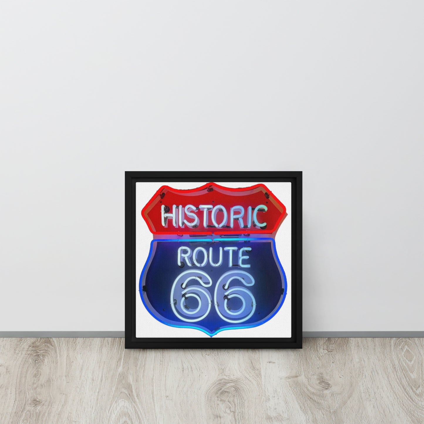 Vintage Route 66 Neon Style Framed canvas