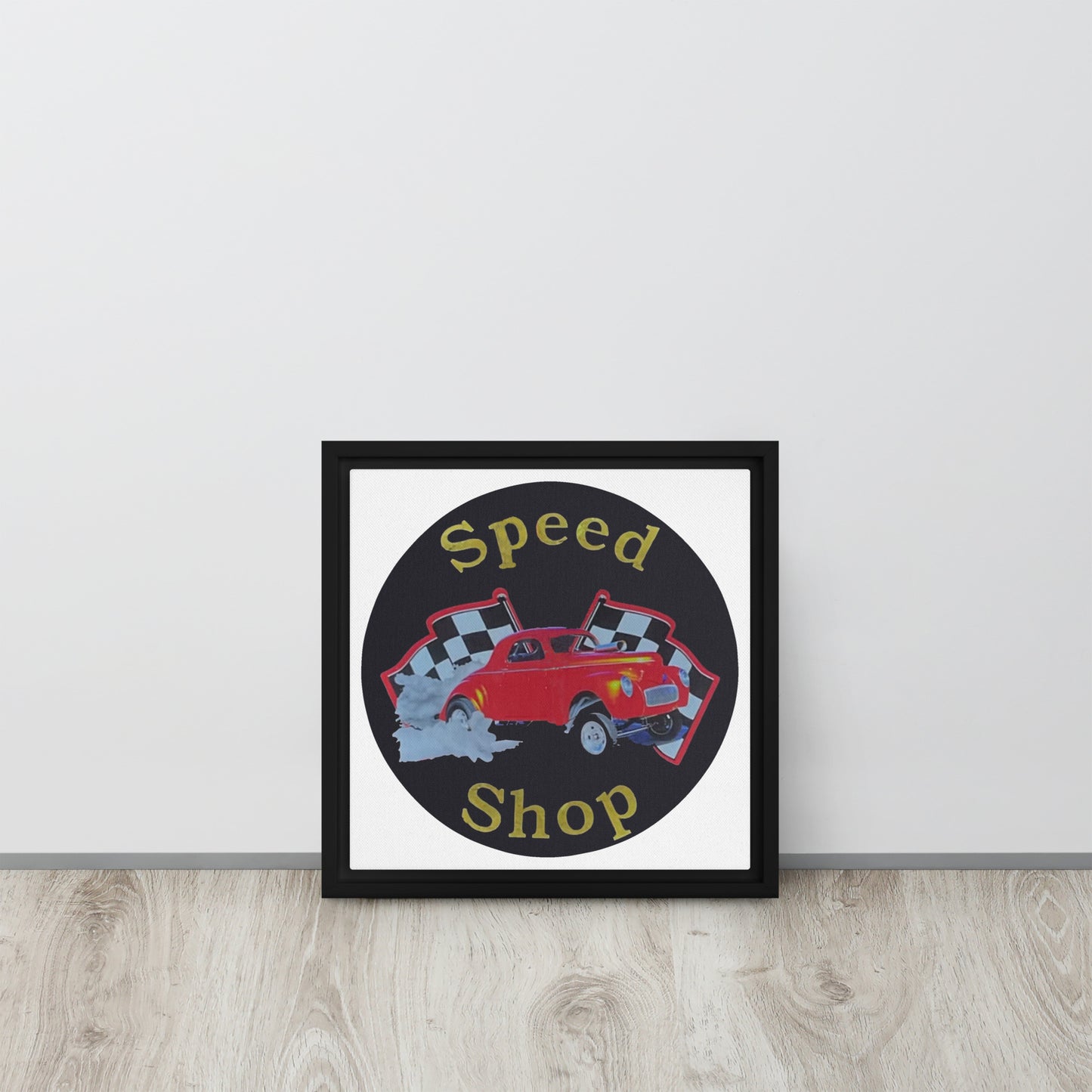 Retro Speed Shop Tin Style Framed canvas