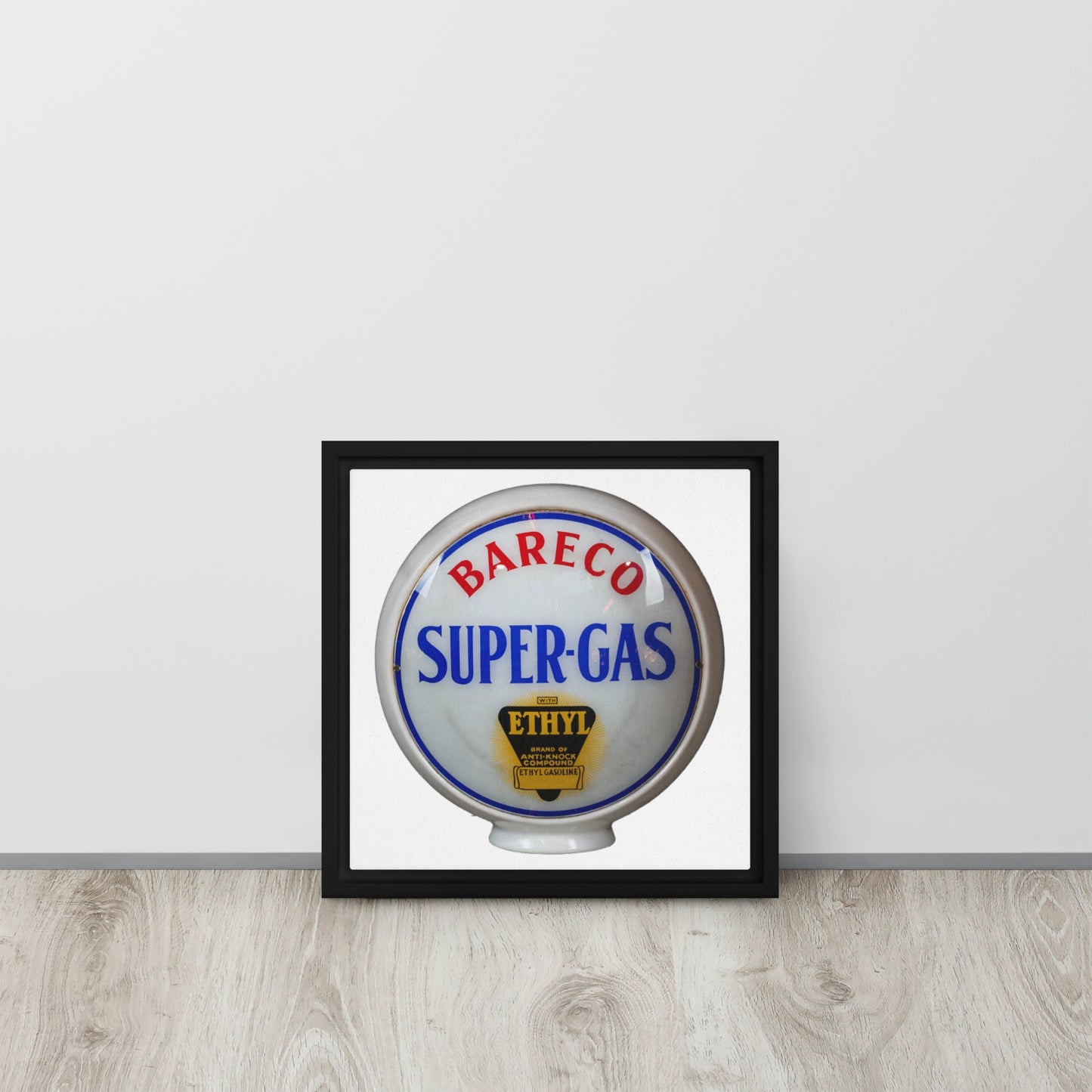 Retro Super Gas Globe Style Framed canvas