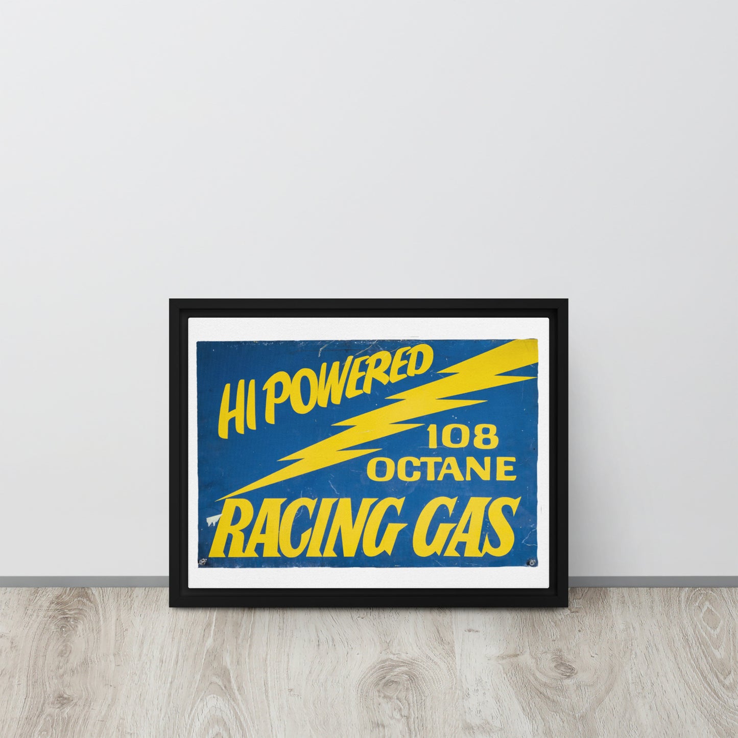 Vintage Racing Gas 108 Octane Porcelain Style Framed canvas