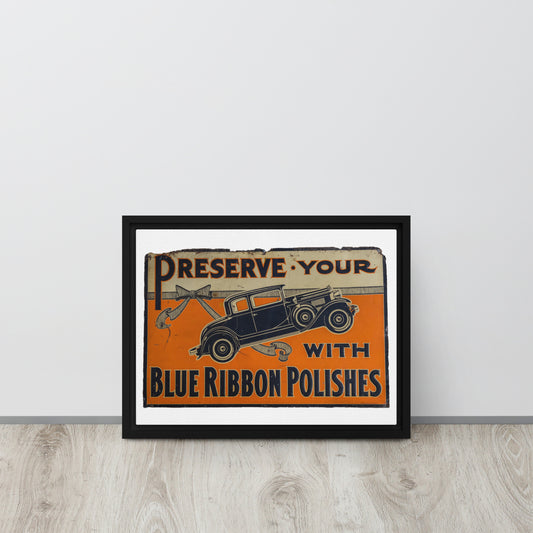 Blue Ribbon Patina Tin Style Framed canvas