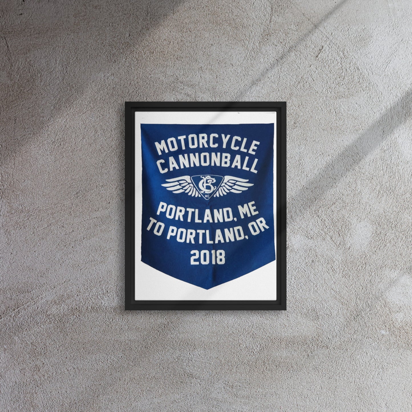 Cannonball Run MC Banner Style Framed canvas