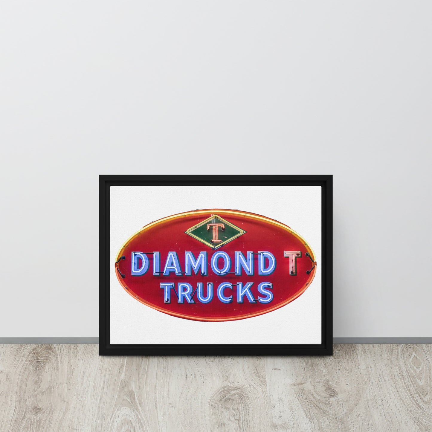 Diamond Trucks Retro Neon Sign Style Framed canvas