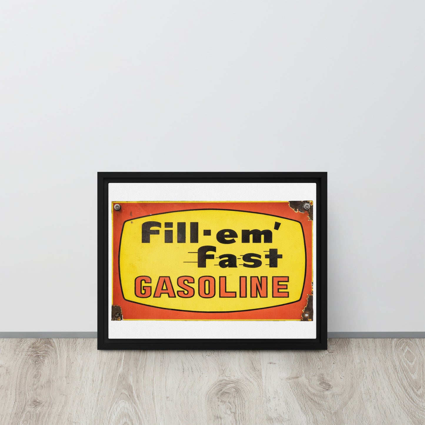 Vintage Gas Sign Patina Style Framed canvas