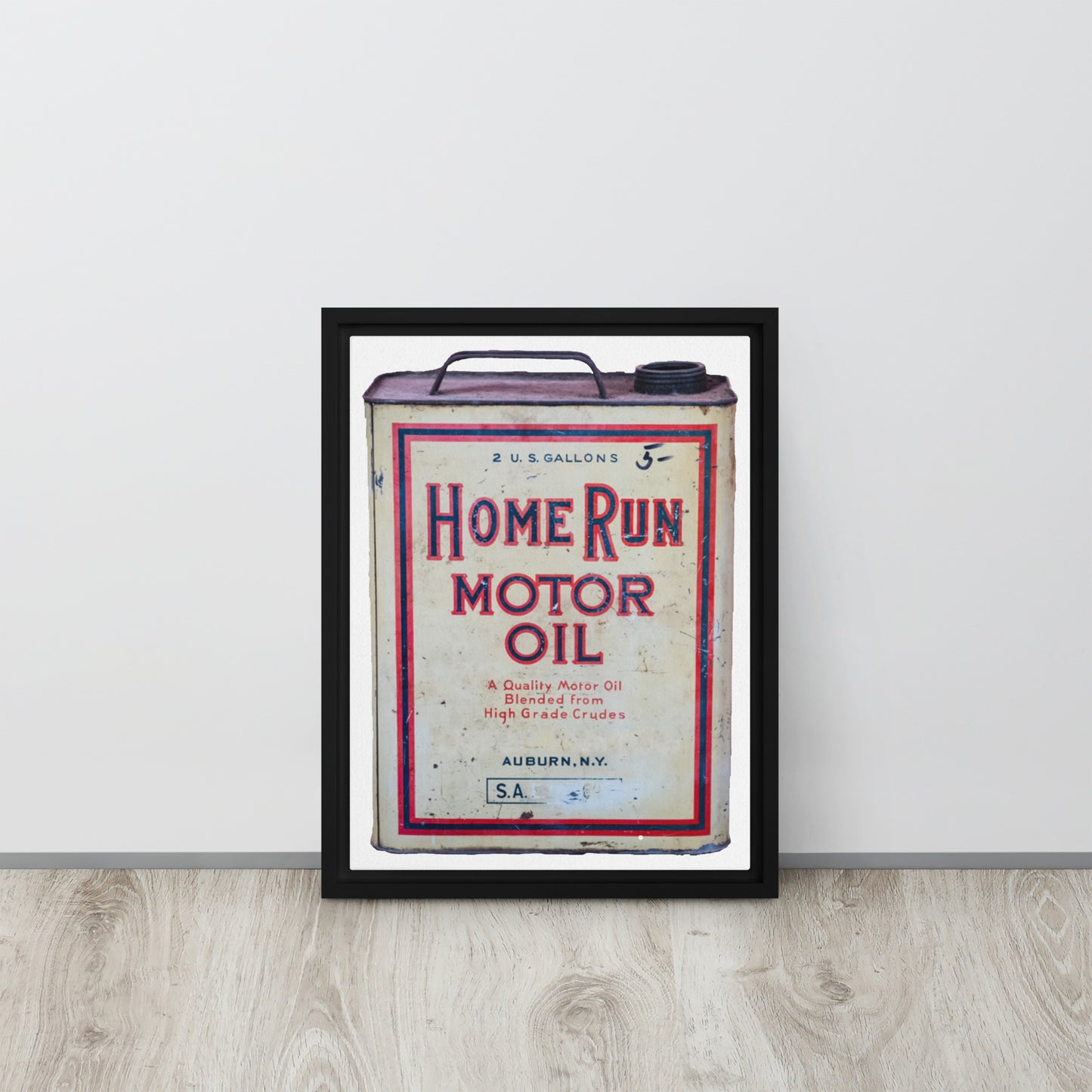 Vintage Home Run Oil Can Framed canvas