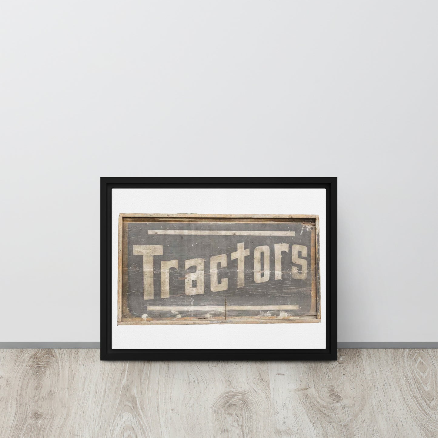 Retro Tractors Sign Wood Style Framed canvas