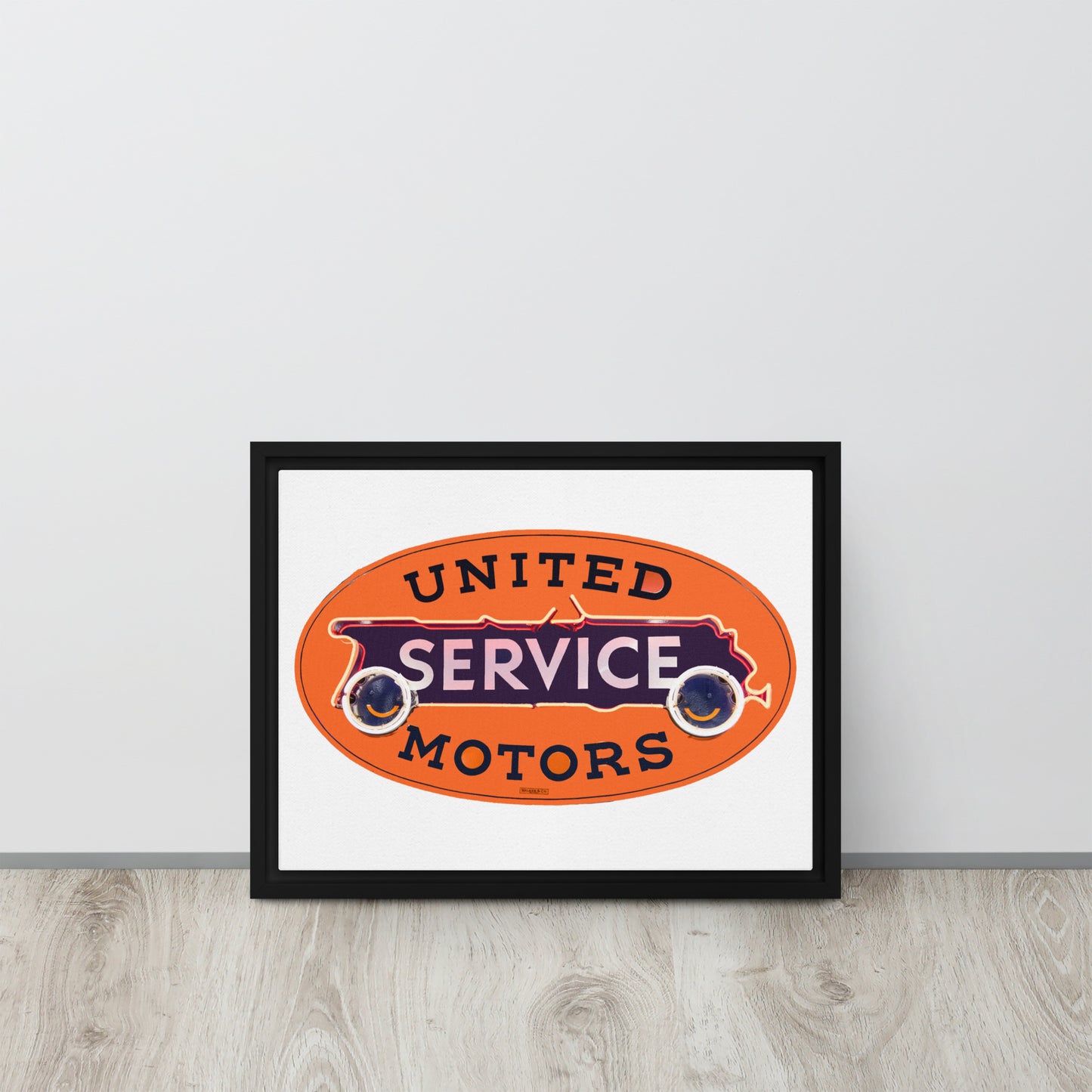 Vintage United Service Motor Neon Style Unlit Framed canvas