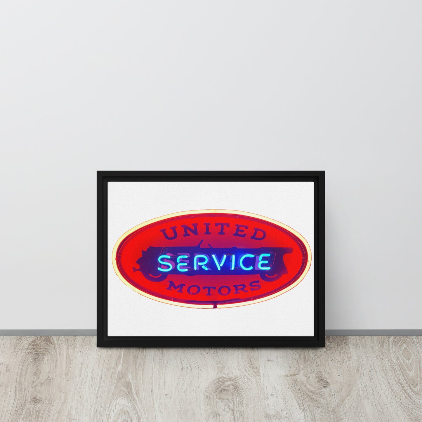 Vintage United Service Motor Neon Style Lit Framed canvas