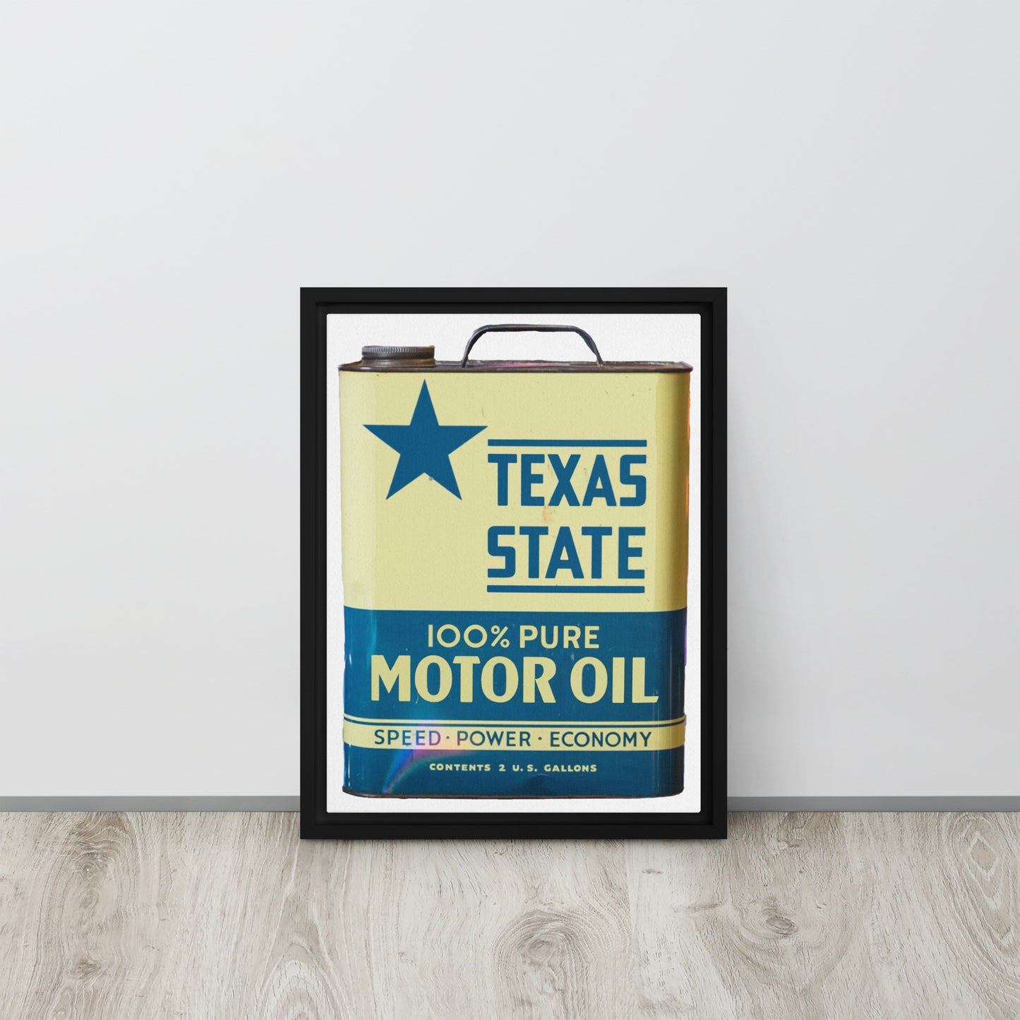 Vintage Texas Motor Oil Can Gallon Design Framed canvas