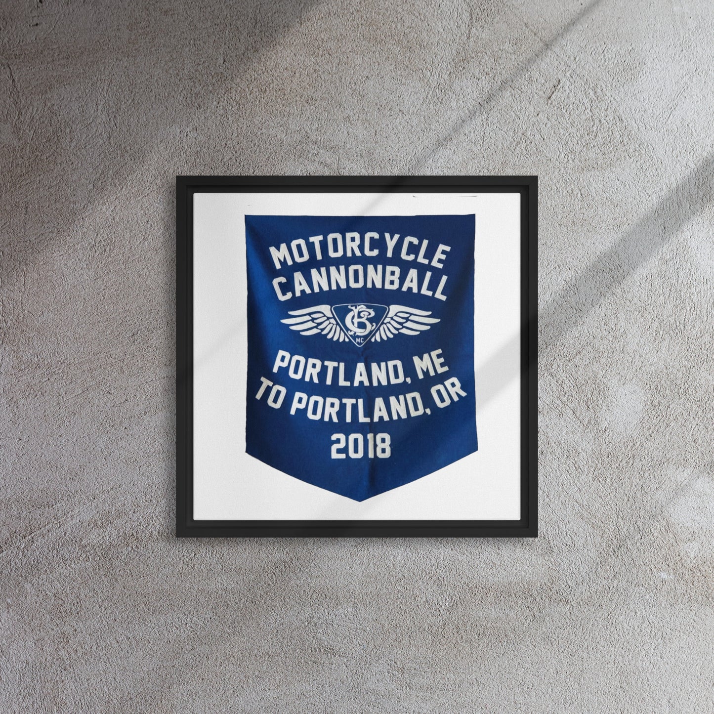 Cannonball Run MC Banner Style Framed canvas