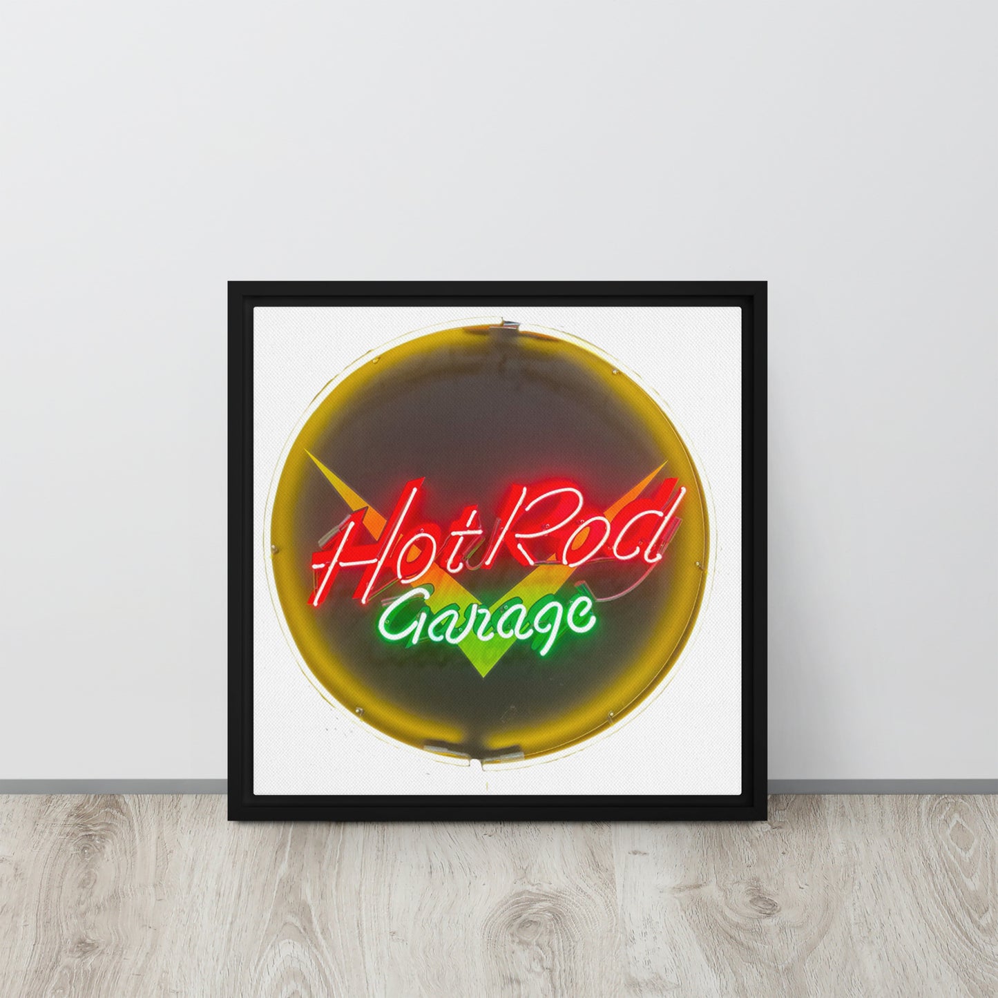 Hot Rod Garage Vintage Neon Sign Framed canvas