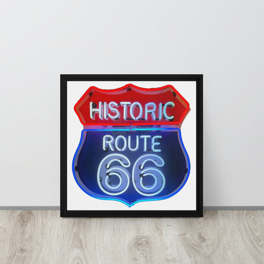 Vintage Route 66 Neon Style Framed canvas