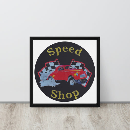 Retro Speed Shop Tin Style Framed canvas