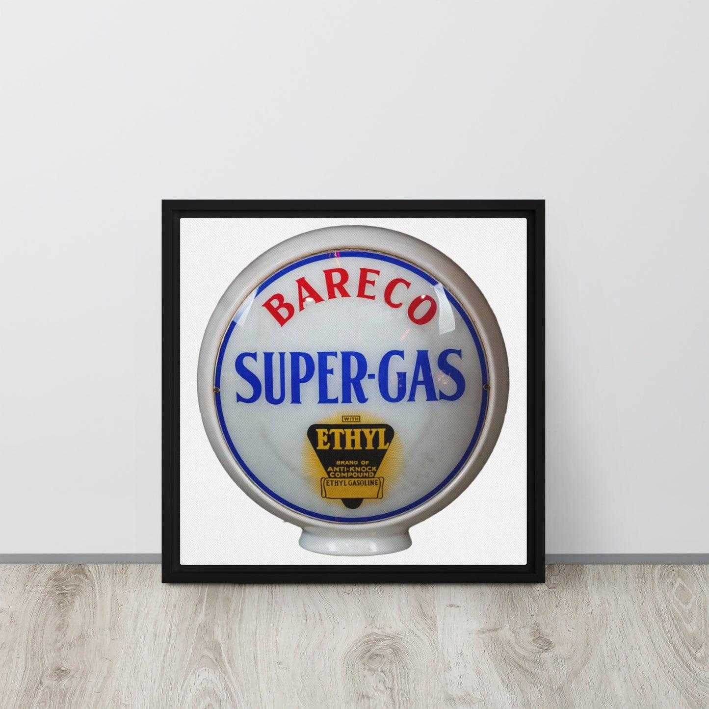 Retro Super Gas Globe Style Framed canvas