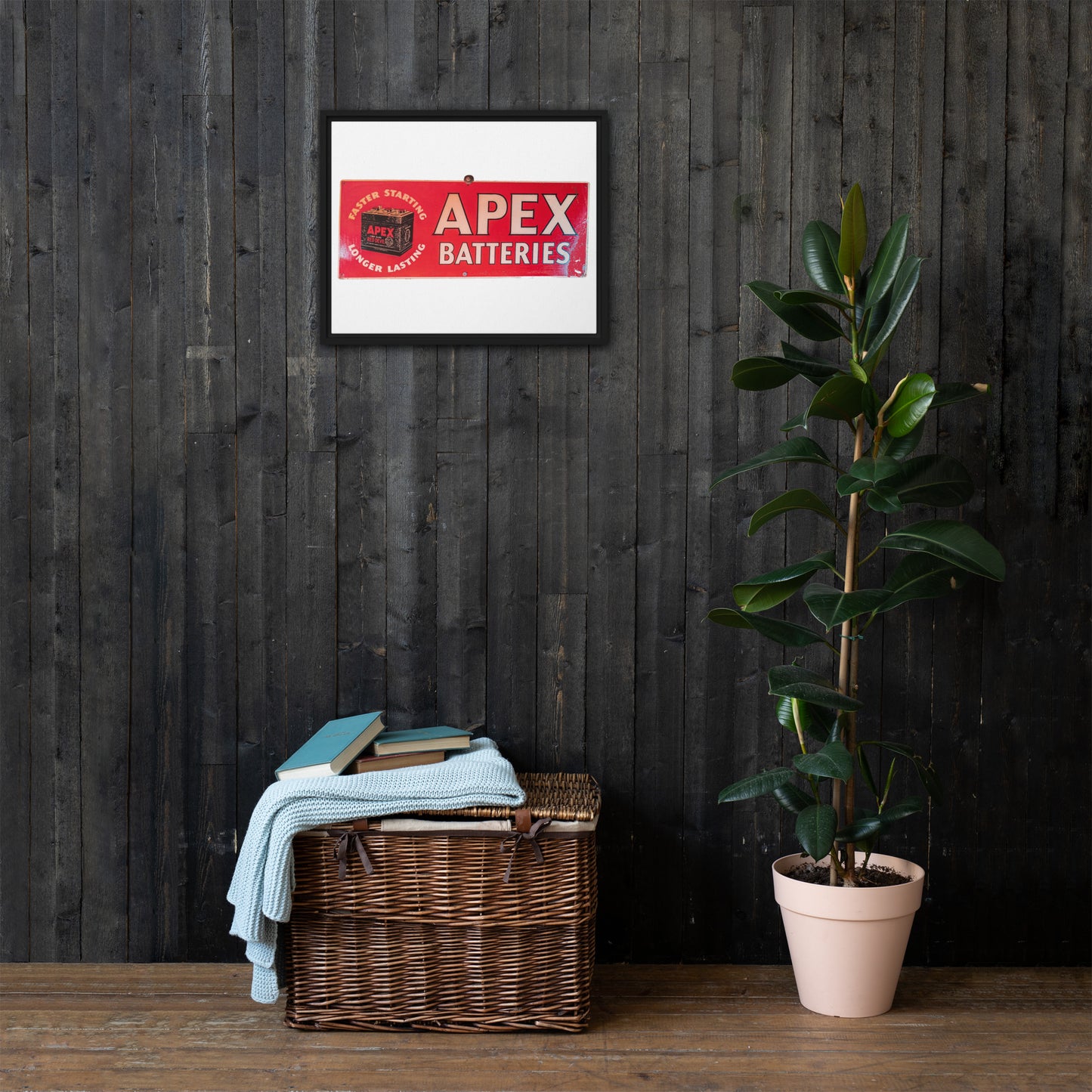 Apex Batteries Retro Tin Style Framed canvas