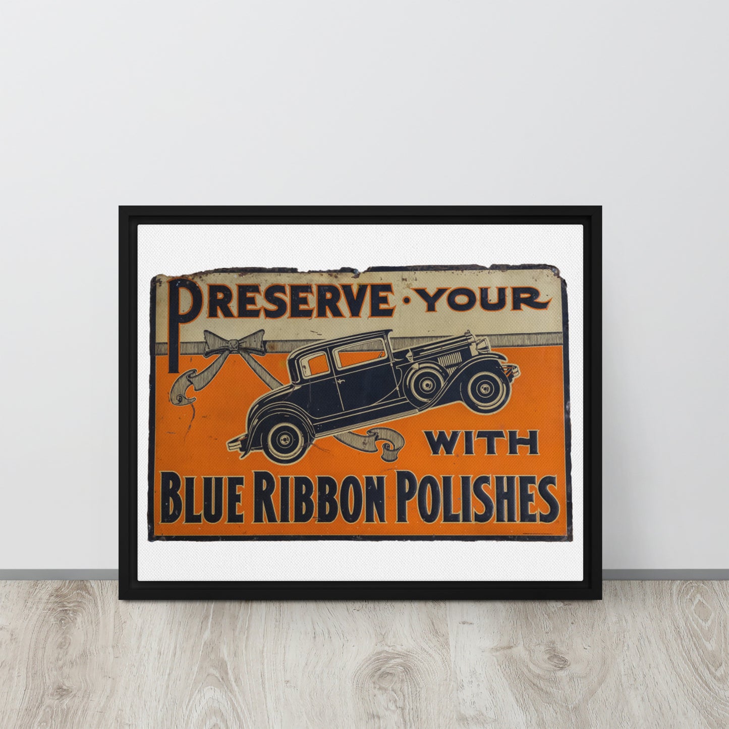 Blue Ribbon Patina Tin Style Framed canvas