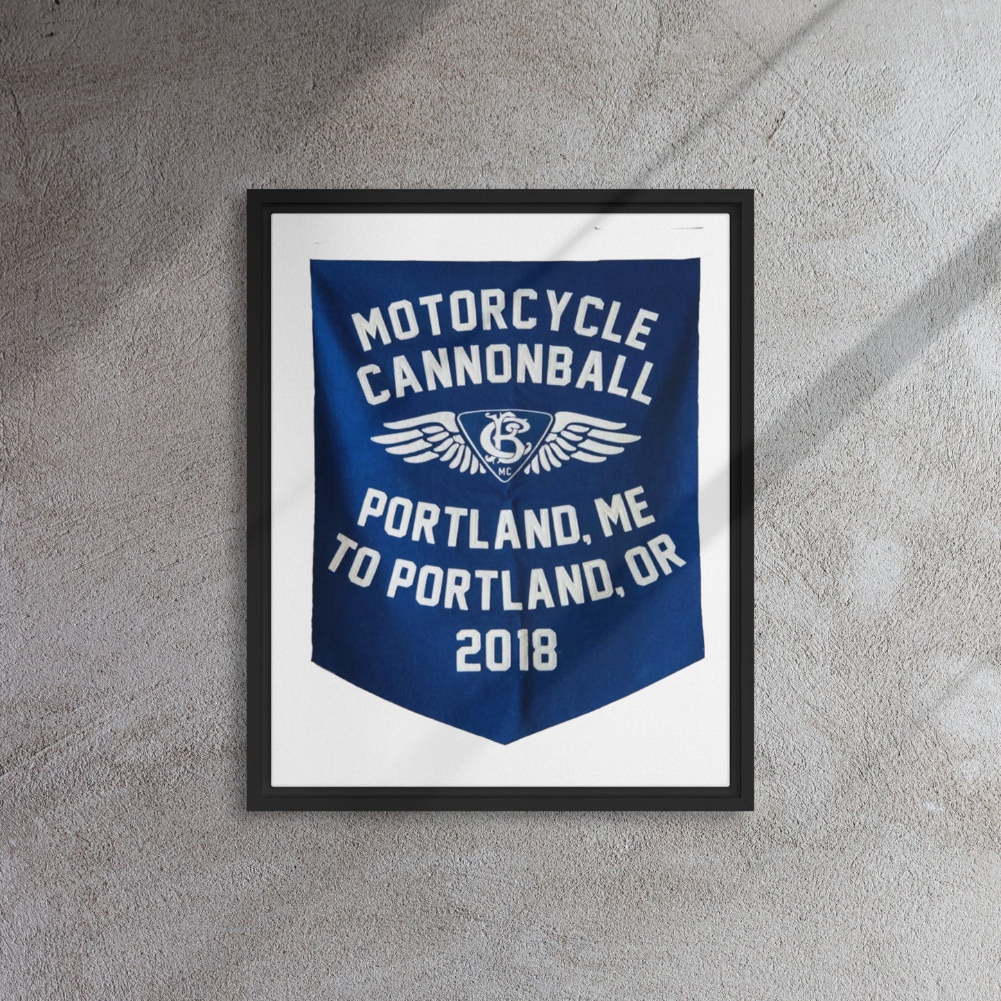 Cannonball Run MC Banner Style Framed canvas