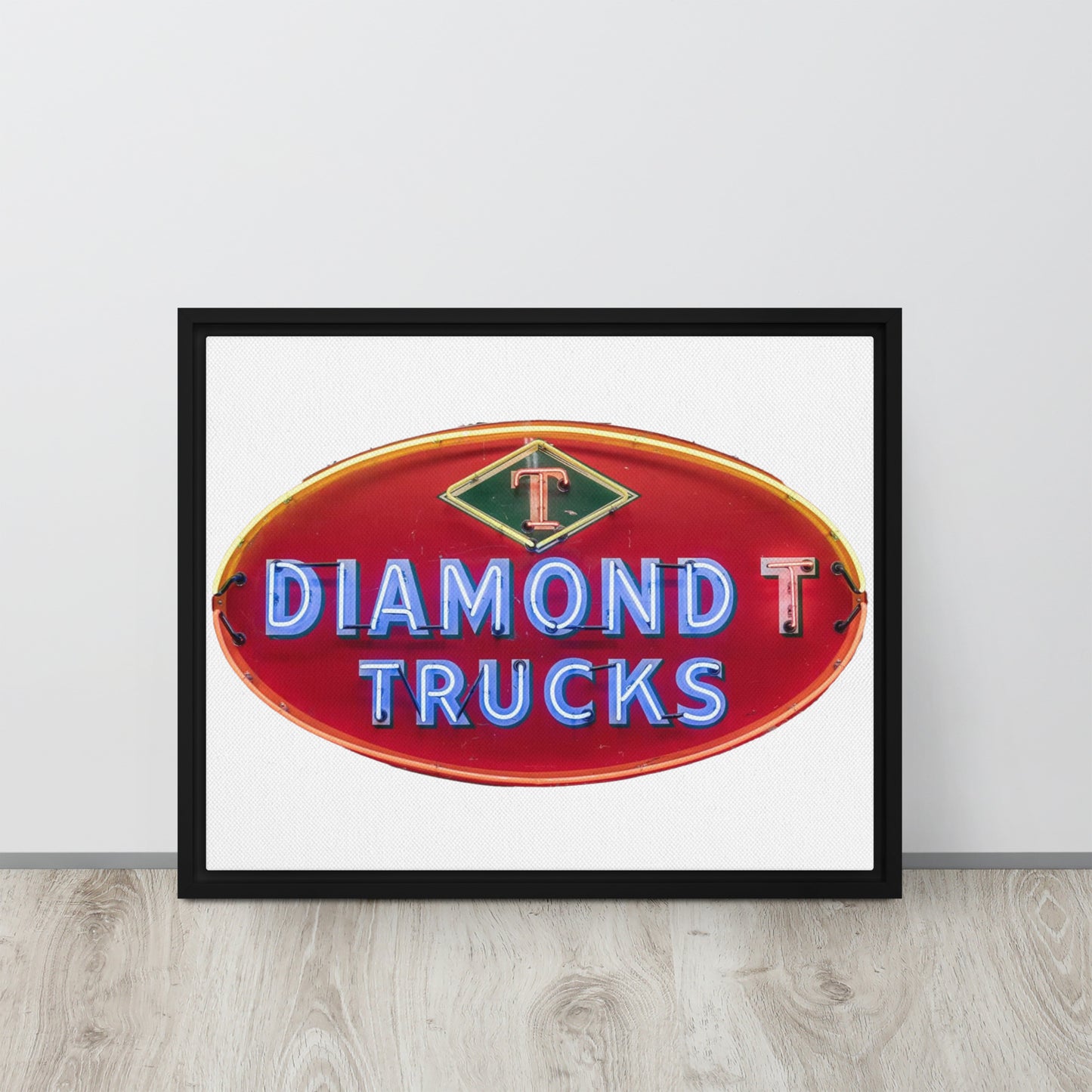 Diamond Trucks Retro Neon Sign Style Framed canvas