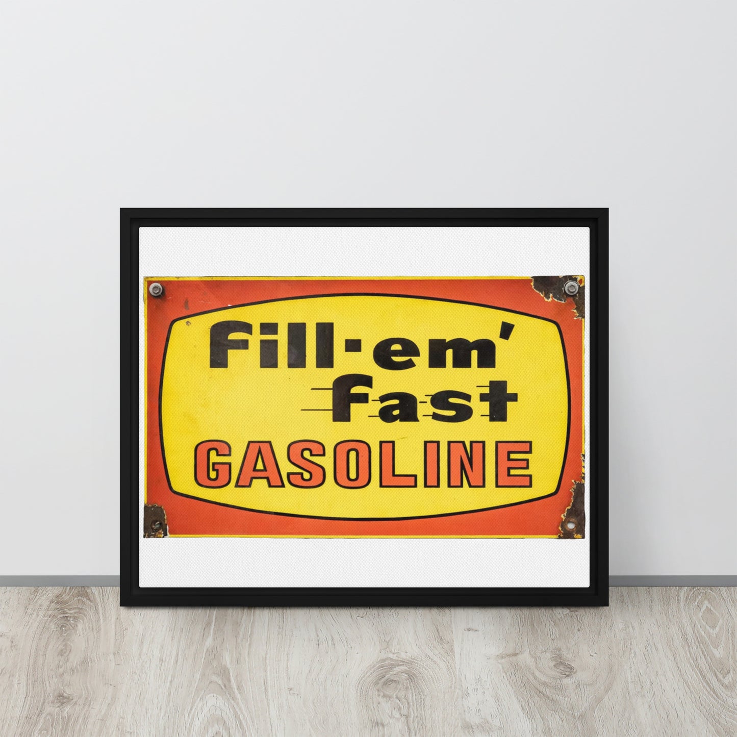 Vintage Gas Sign Patina Style Framed canvas