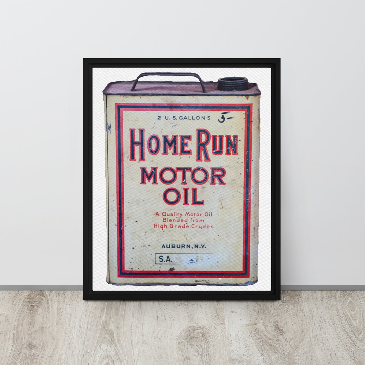 Vintage Home Run Oil Can Framed canvas