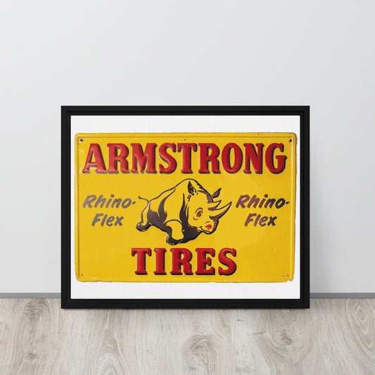 Retro Rhino Tire Sign Tin Style Framed canvas