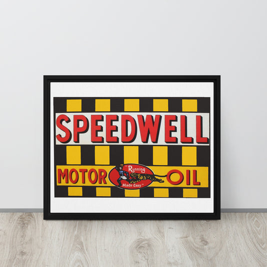 Retro Speedway Tin Syle Framed canvas