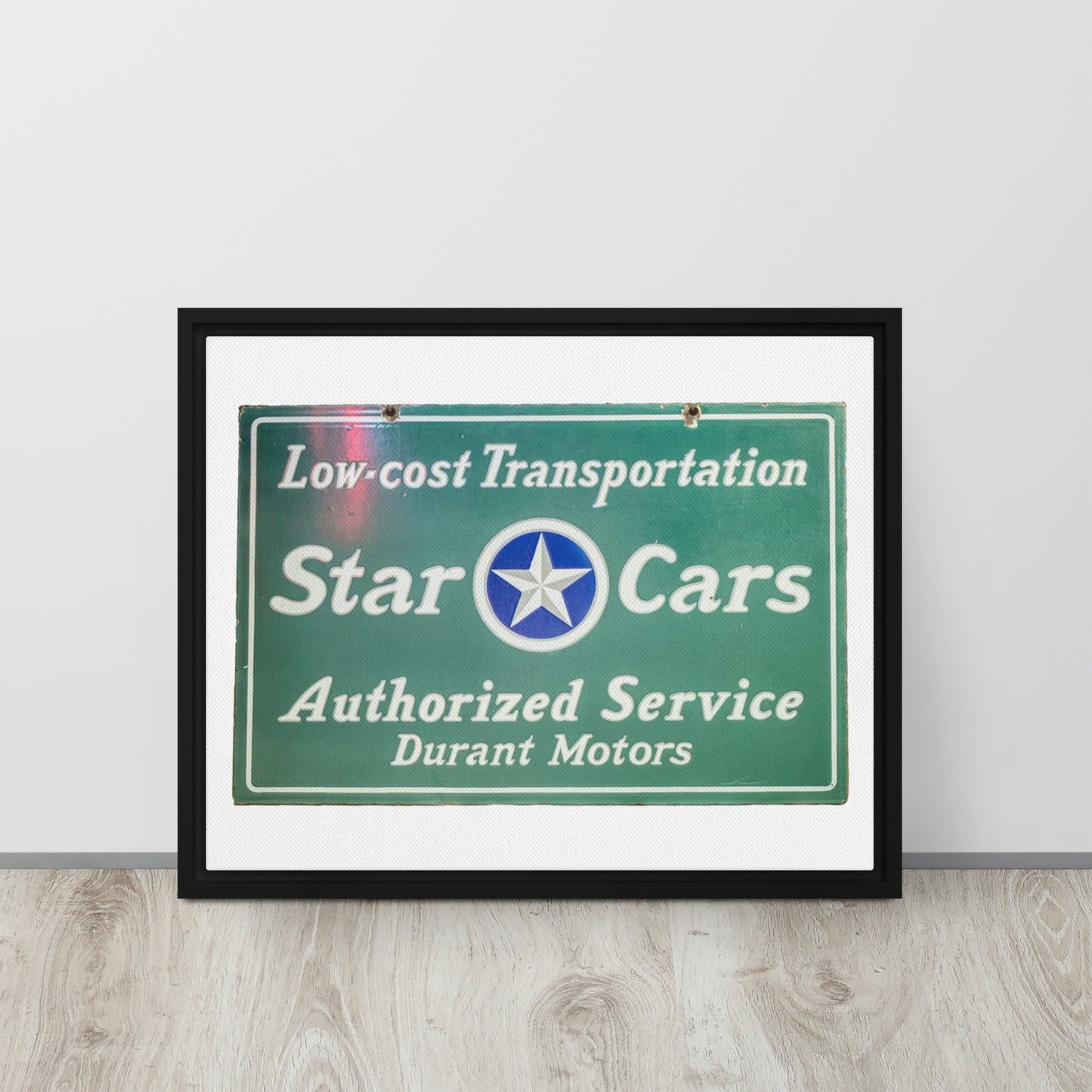 Retro Star Cars Porcelin Style Painted Framed canvas