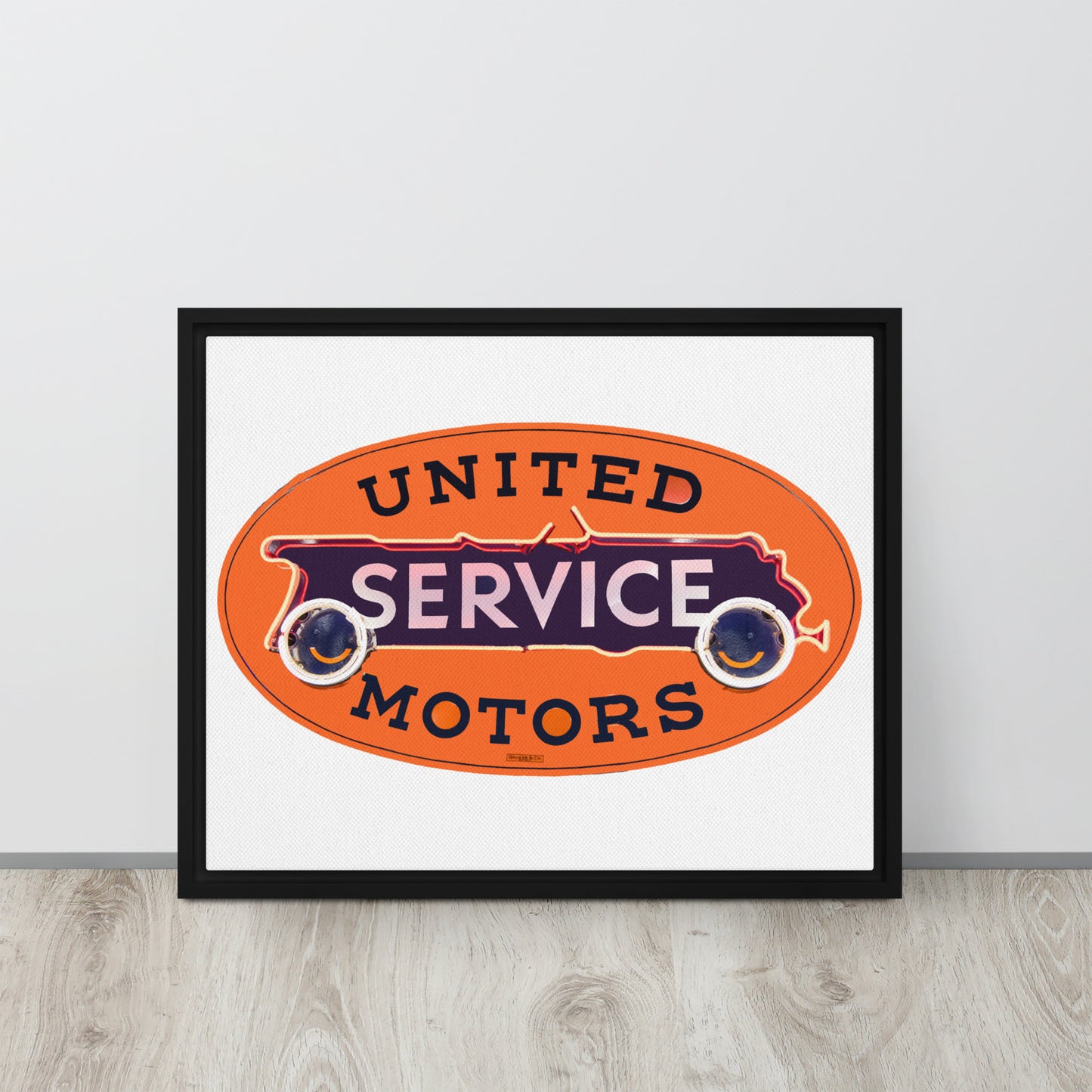 Vintage United Service Motor Neon Style Unlit Framed canvas