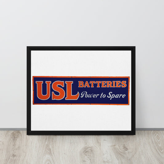 Retro USL Battery Tin Style Framed canvas