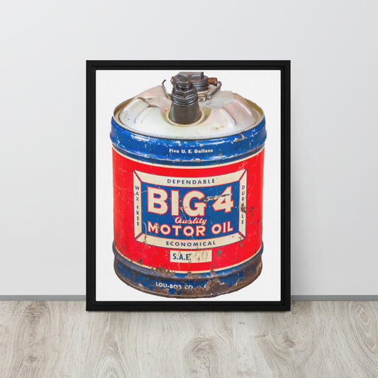 Vintage Motor Oil Steel Gallon Style Framed canvas