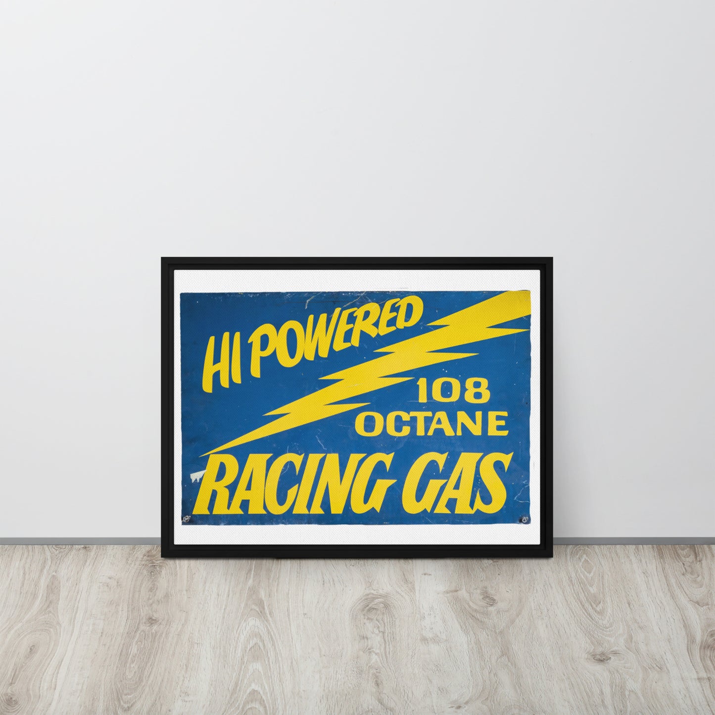 Vintage Racing Gas 108 Octane Porcelain Style Framed canvas