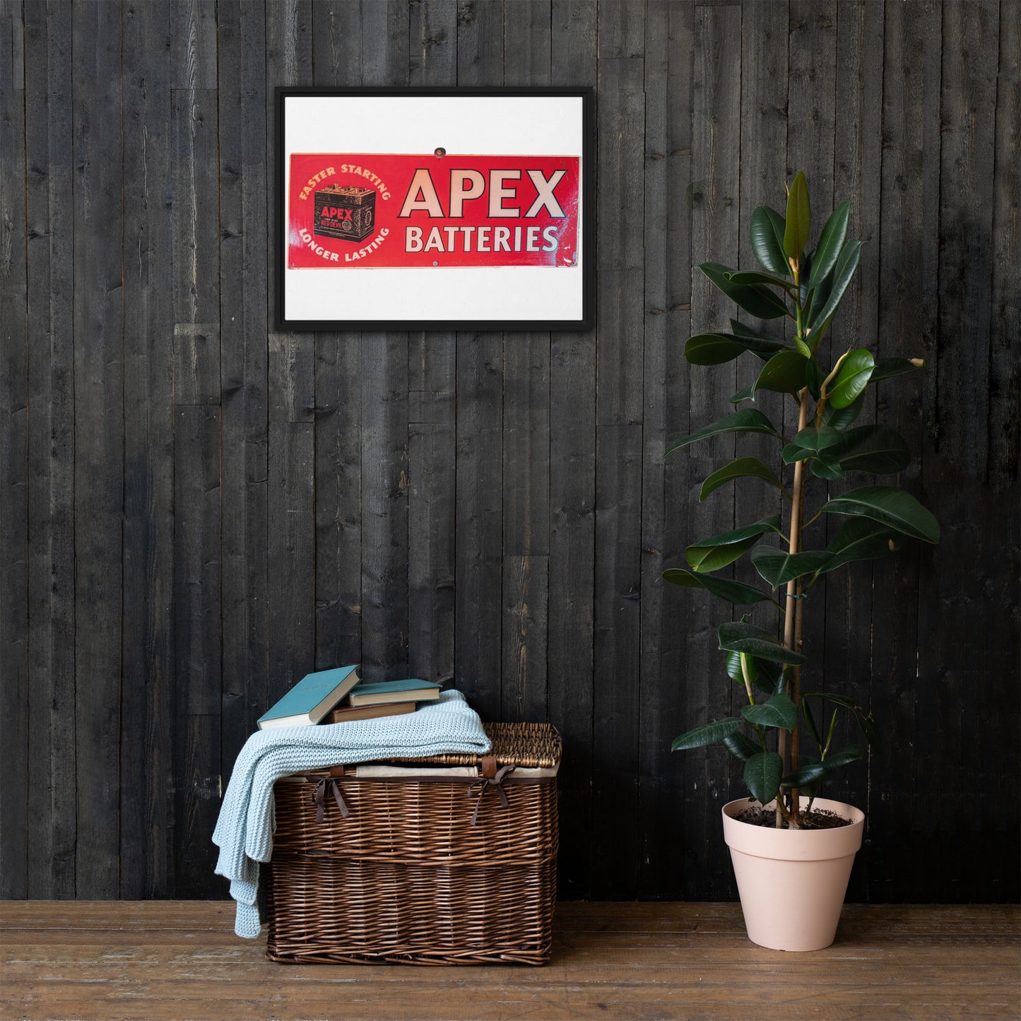 Apex Batteries Retro Tin Style Framed canvas