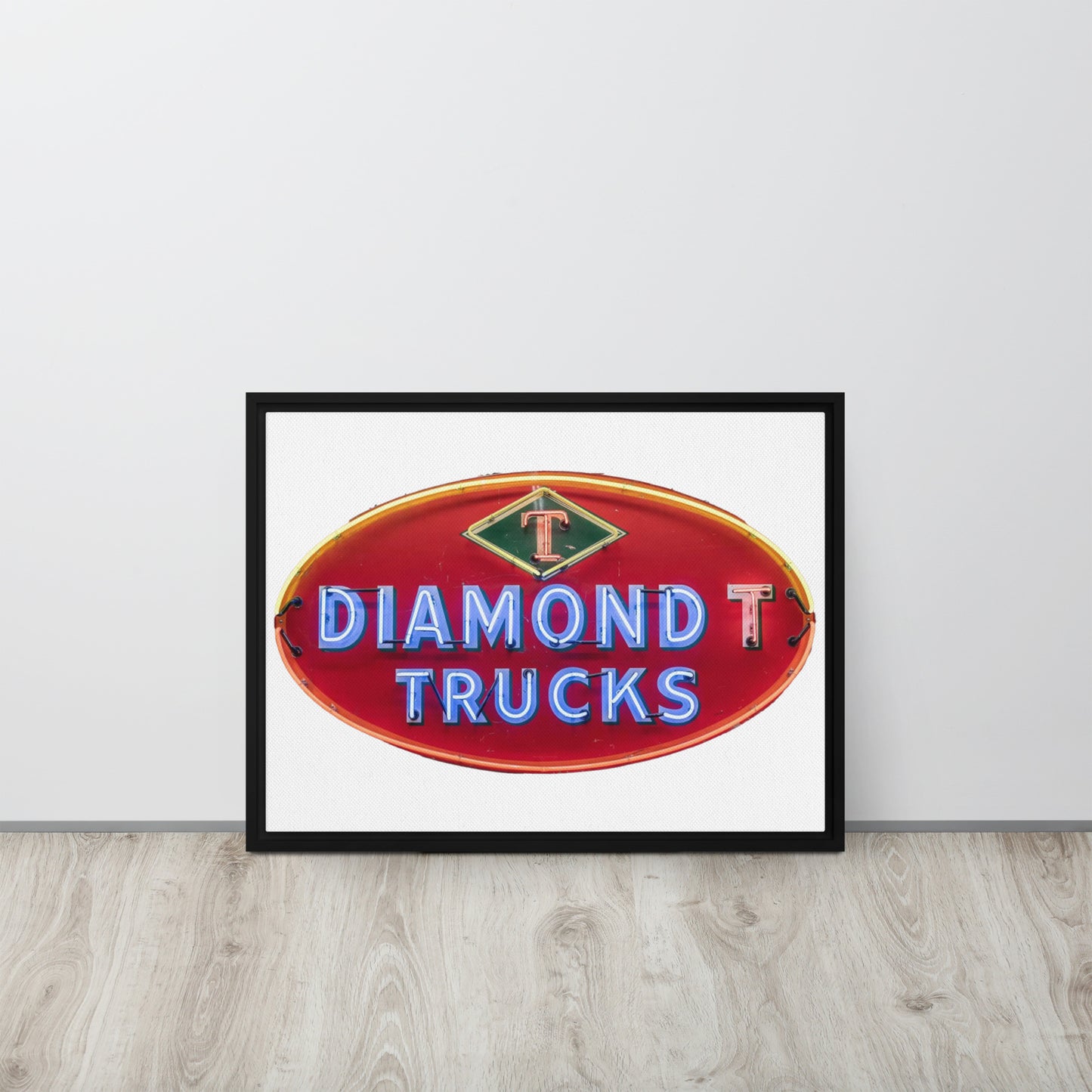 Diamond Trucks Retro Neon Sign Style Framed canvas