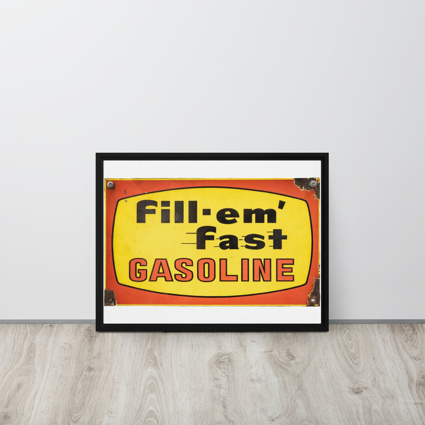 Vintage Gas Sign Patina Style Framed canvas