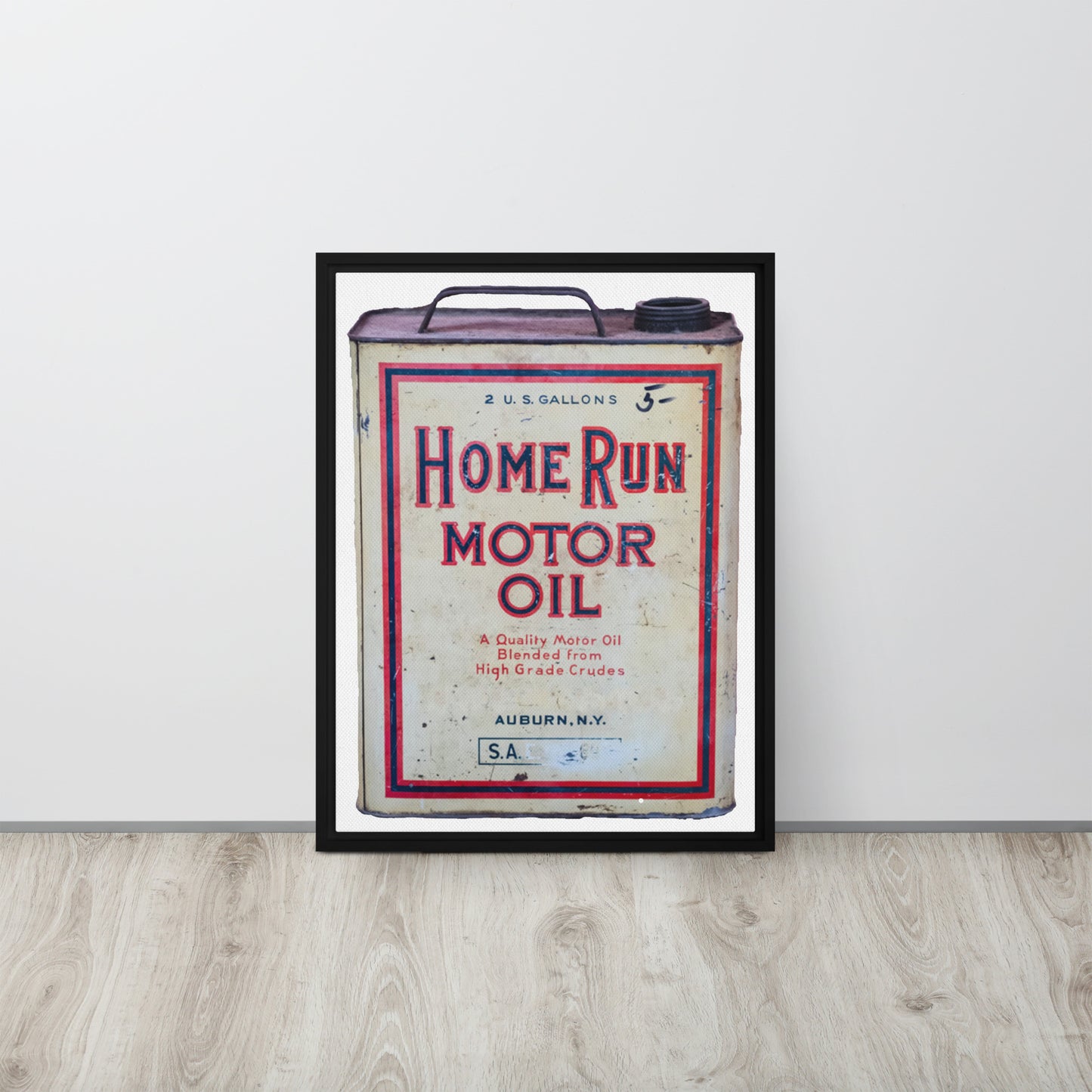 Vintage Home Run Oil Can Framed canvas