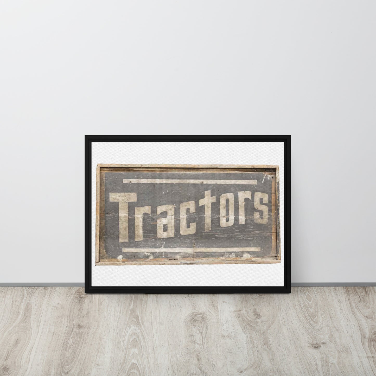 Retro Tractors Sign Wood Style Framed canvas