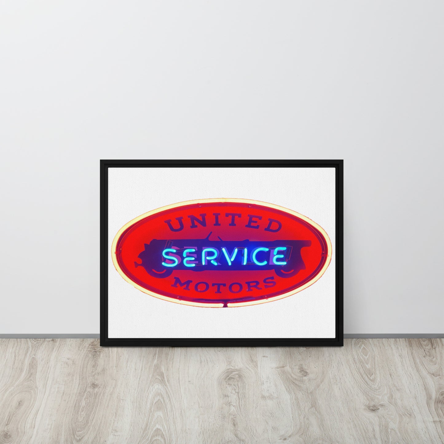 Vintage United Service Motor Neon Style Lit Framed canvas