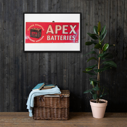 Apex Batteries Retro Tin Style Framed canvas