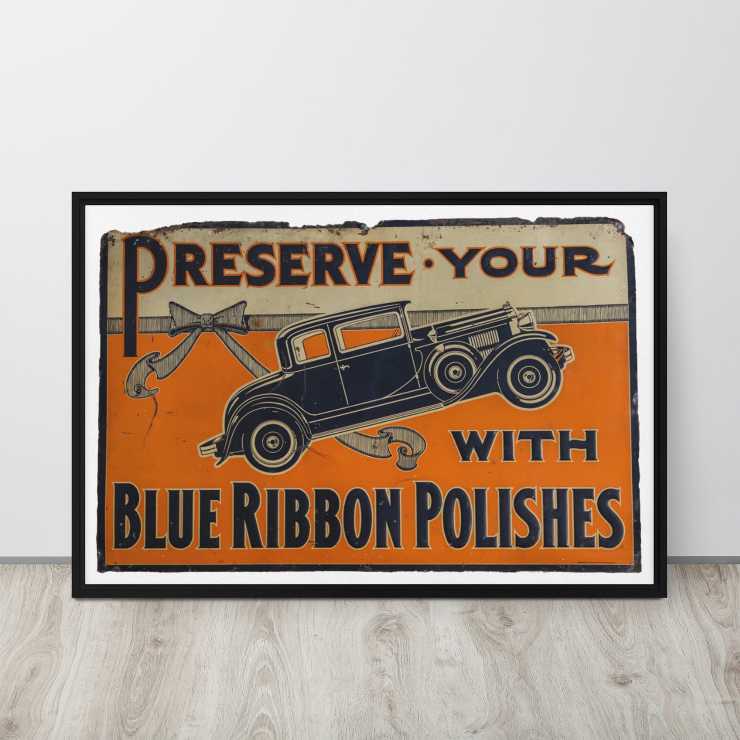 Blue Ribbon Patina Tin Style Framed canvas