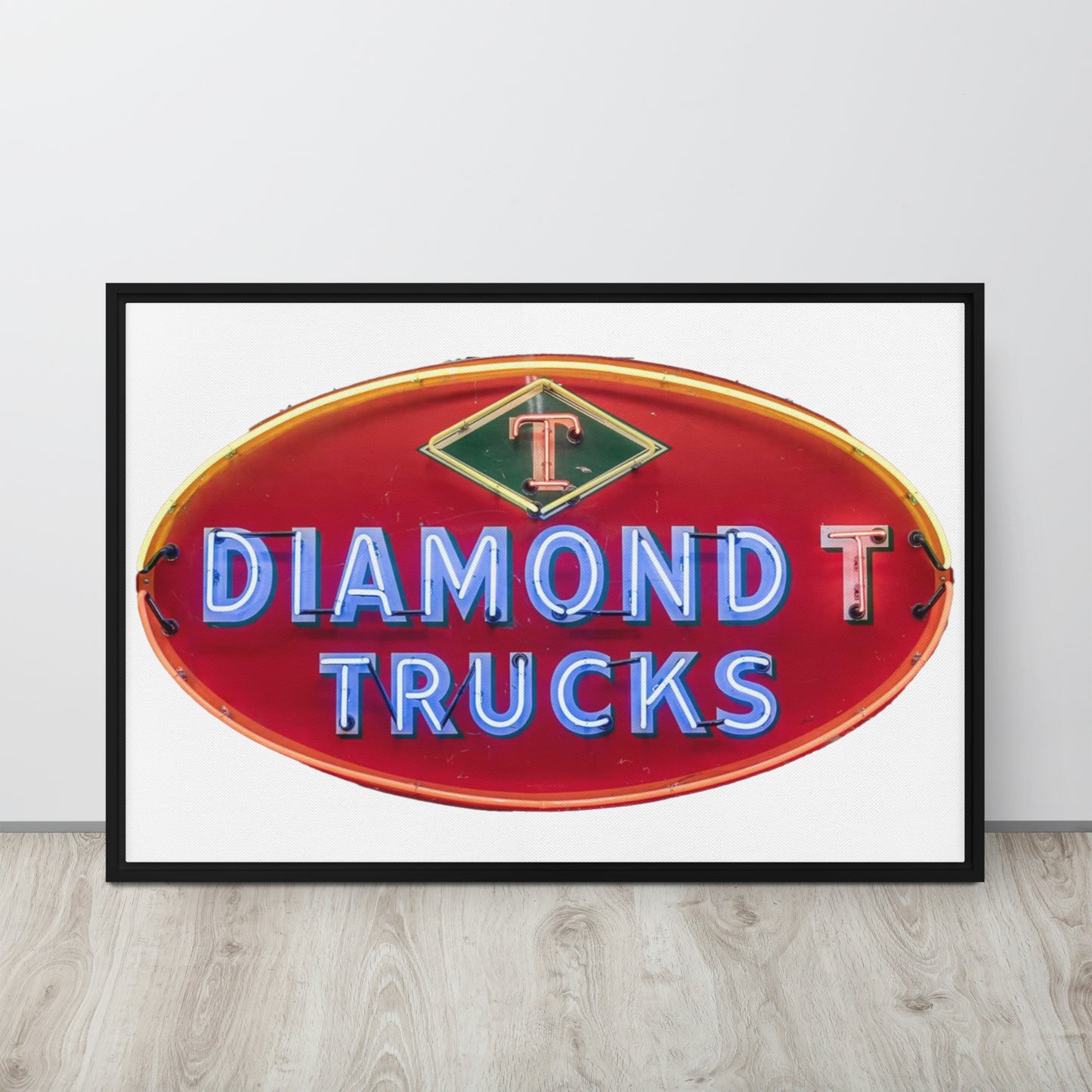 Diamond Trucks Retro Neon Sign Style Framed canvas