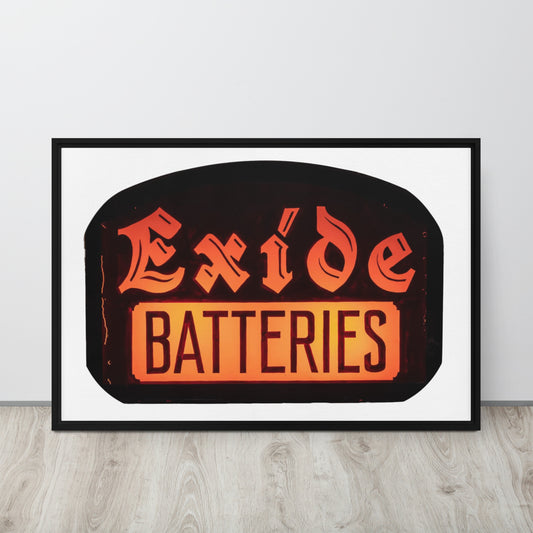 Vintage Battery Sign Framed canvas