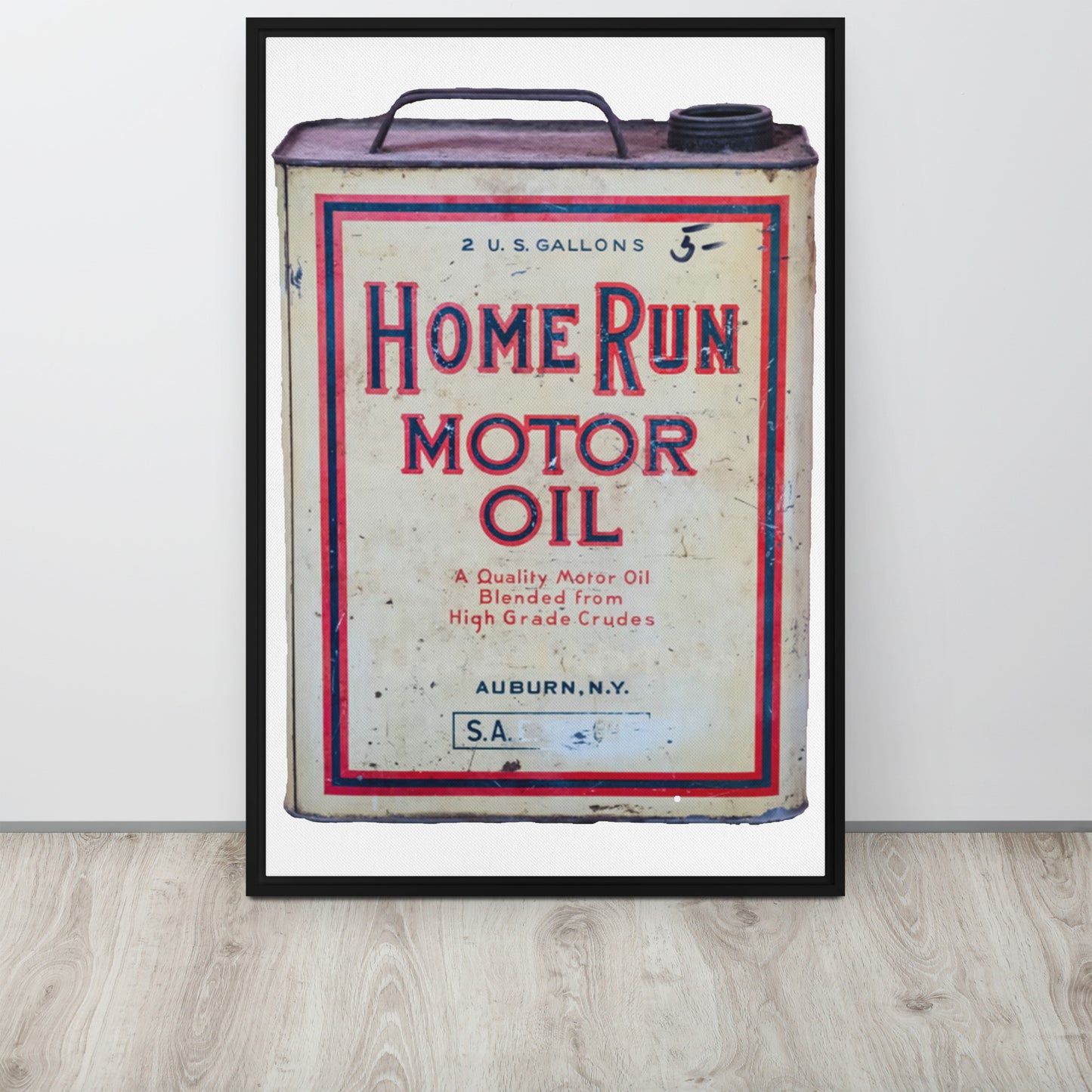 Vintage Home Run Oil Can Framed canvas