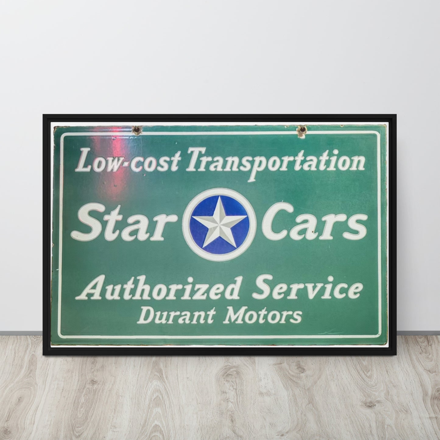 Retro Star Cars Porcelin Style Painted Framed canvas