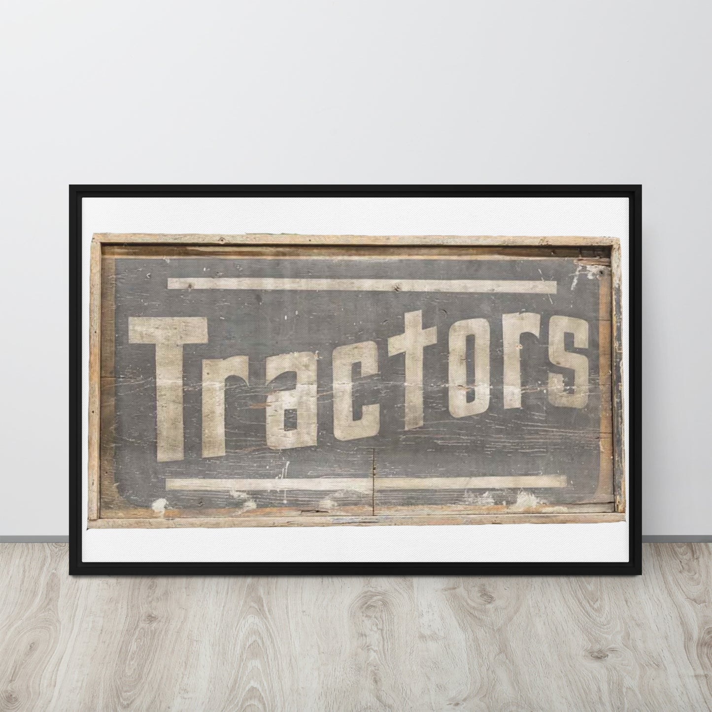 Retro Tractors Sign Wood Style Framed canvas