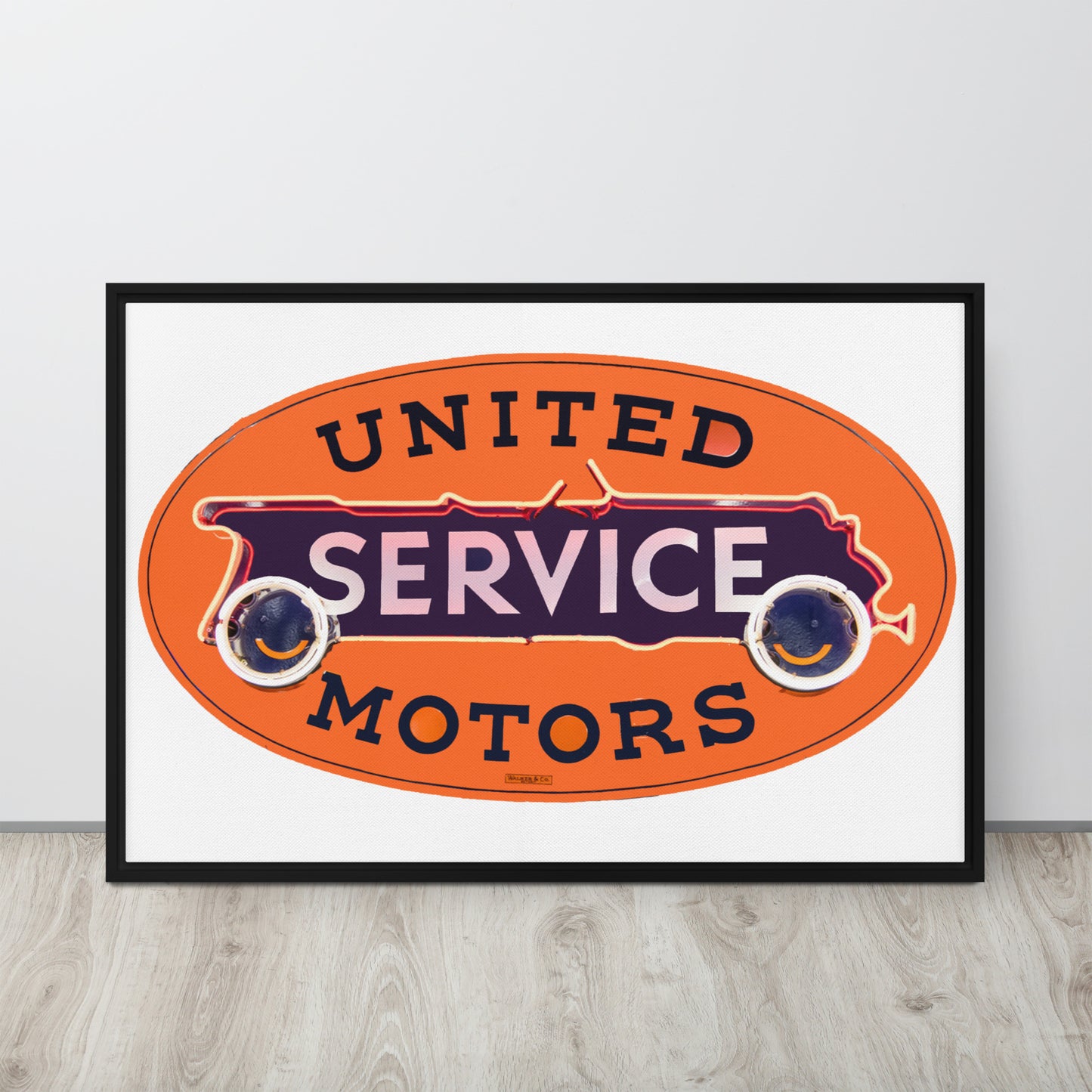 Vintage United Service Motor Neon Style Unlit Framed canvas