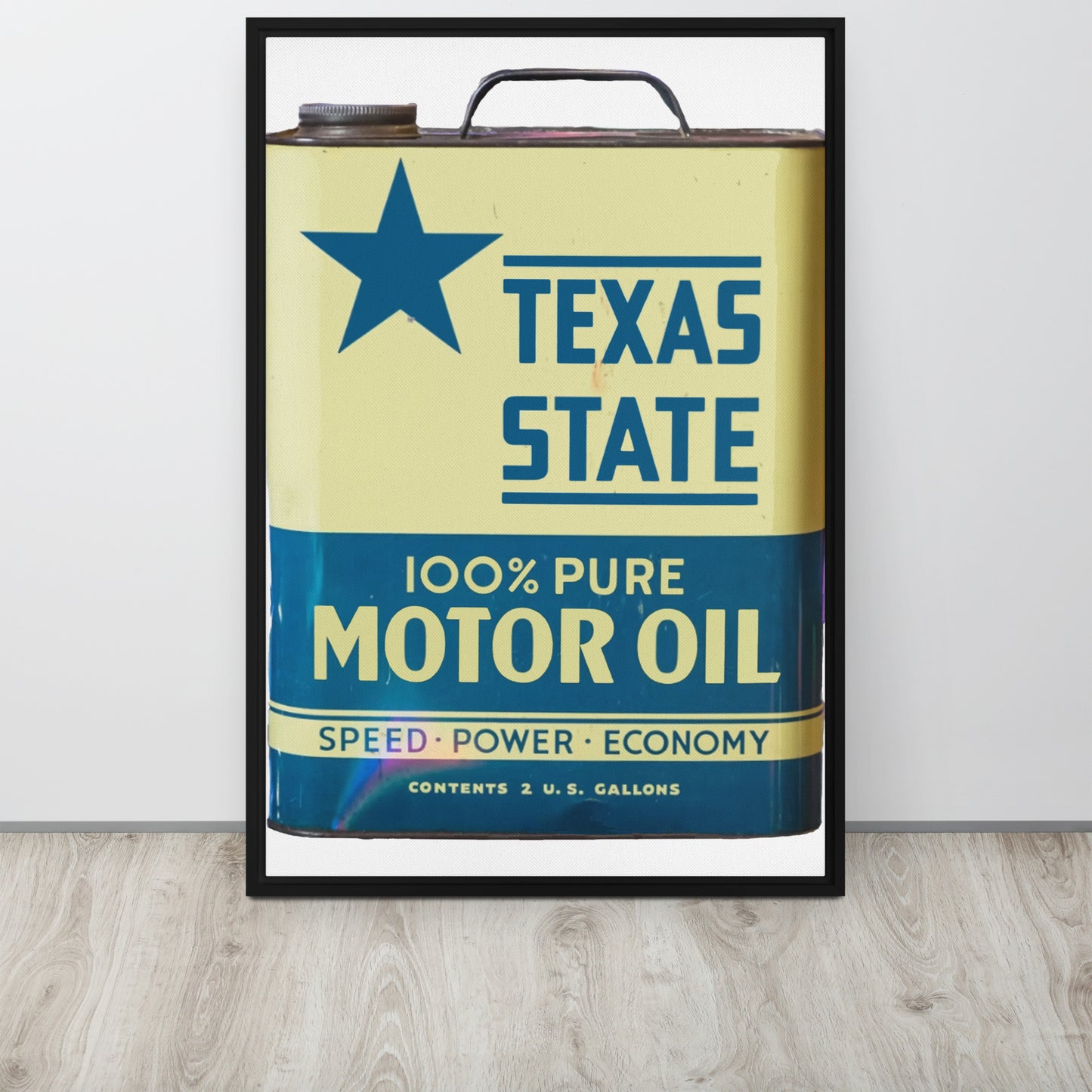 Vintage Texas Motor Oil Can Gallon Design Framed canvas